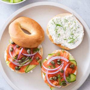 Smoked salmon bagel with cream cheese